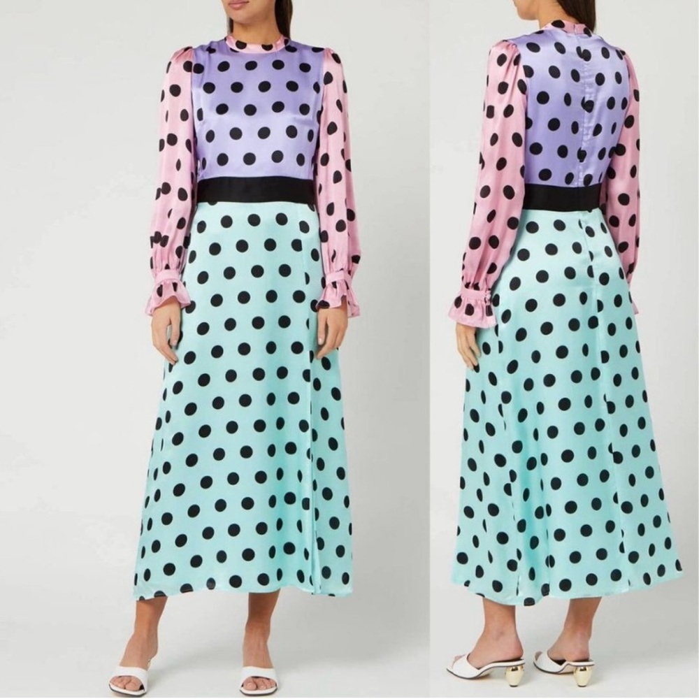 Olivia Rubin Marley Dress Silk Polka Dot Long Sleeve - Picture 5 of 13